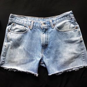 Levi’s 505 High Waist Denim Shorts with Raw Hem